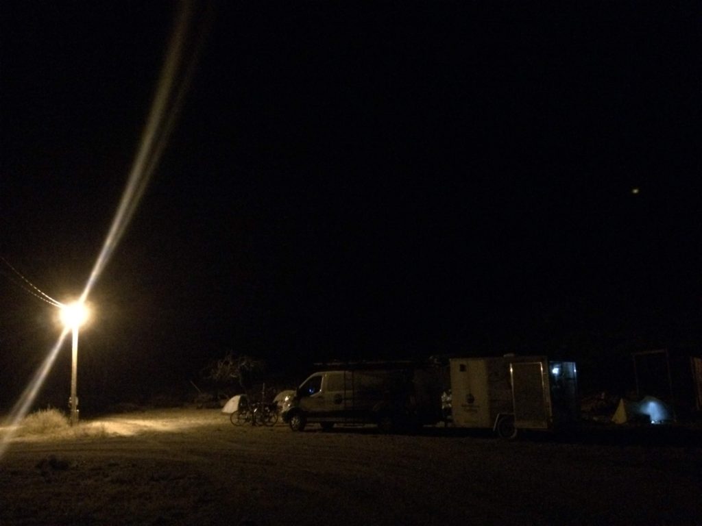 Camping at night in Stillwell Ranch RV Store and Campground